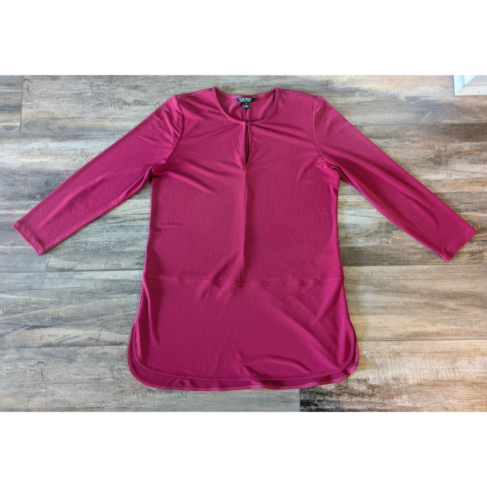 Lauren Ralph Lauren Slim-Fit Keyhole Top Raspberry Pink Women's Size Medium